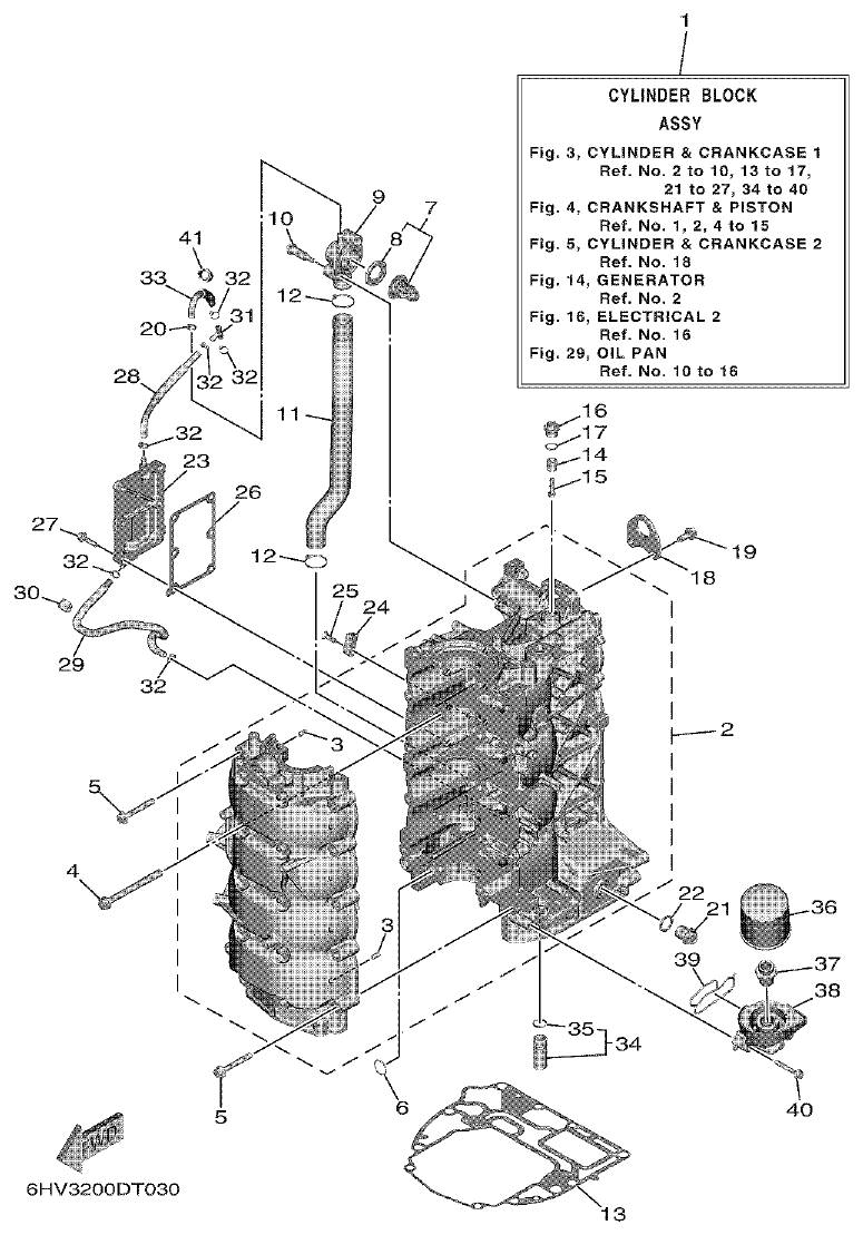 Yamaha F80DET, F90CET, F100FET CYLINDER & CRANKCASE 1 parts diagram